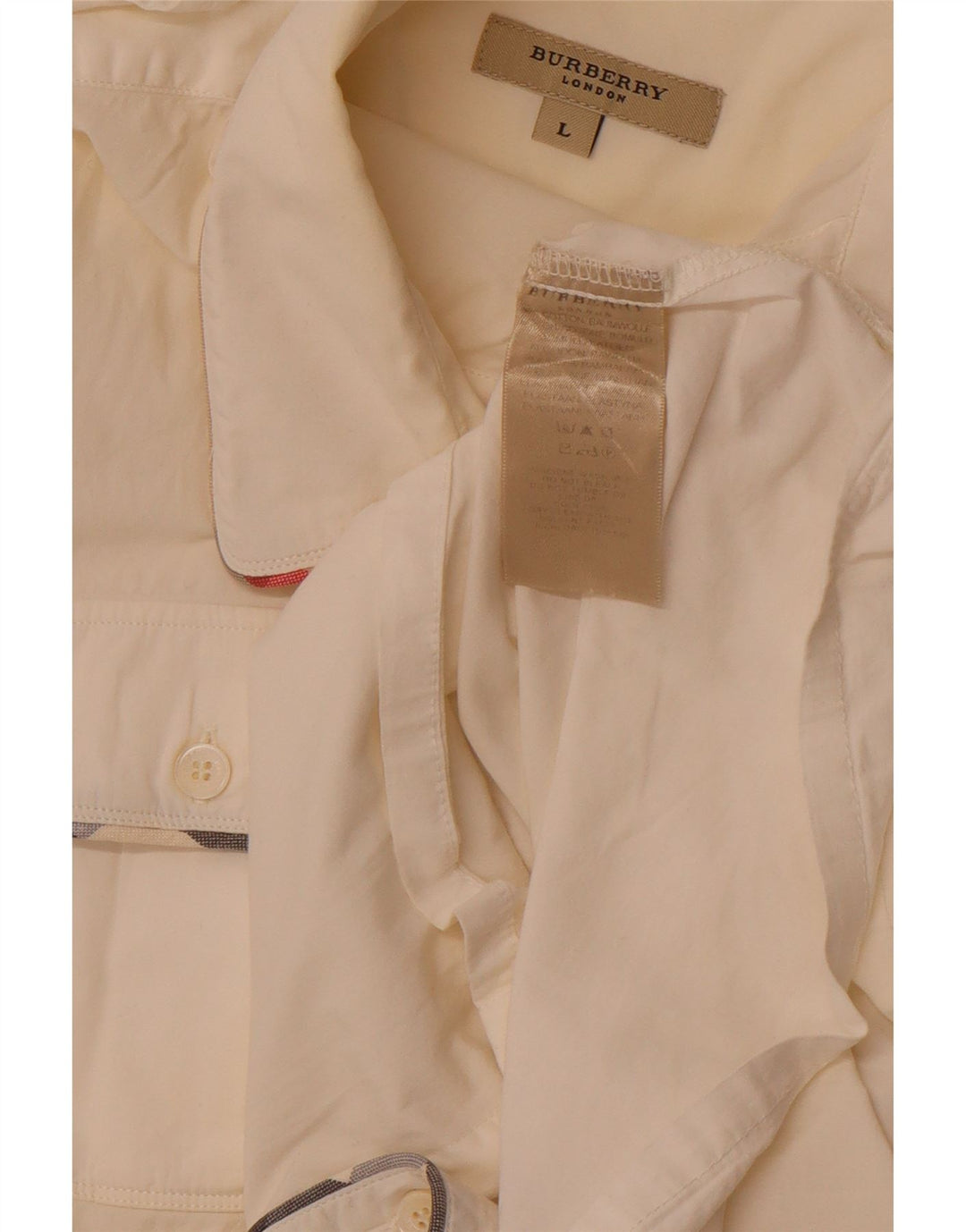 Camisa militar feminina sem mangas BURBERRY Reino Unido 14 grande algodão branco