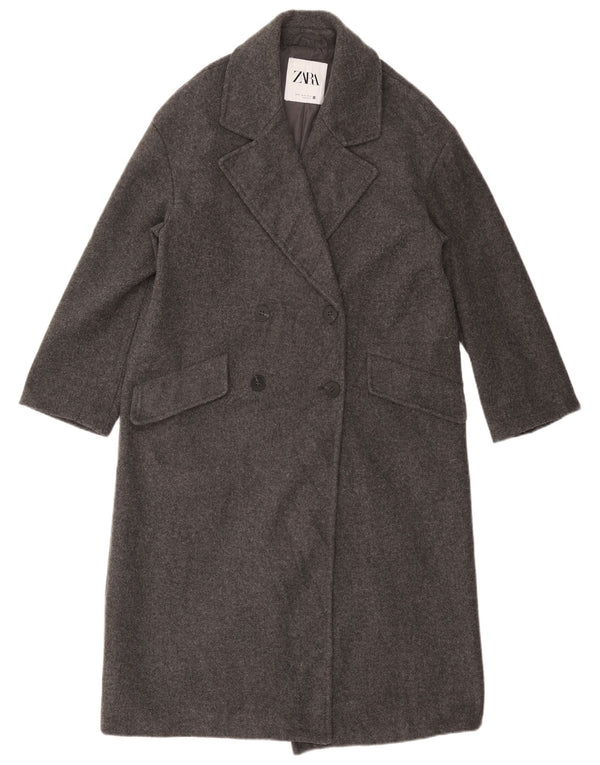 Casaco feminino oversized com peito duplo ZARA UK 6 XS cinza poliéster