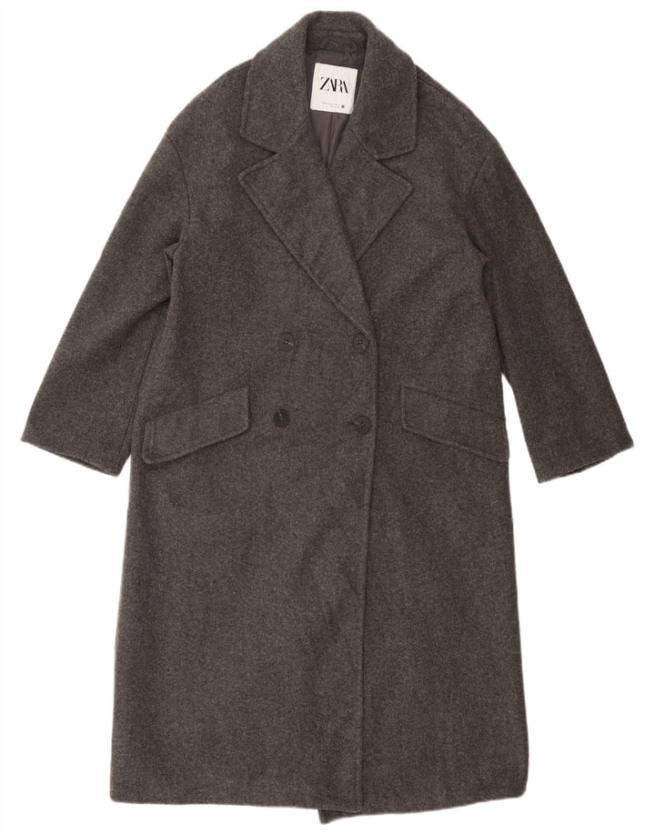 Casaco feminino oversized com peito duplo ZARA UK 6 XS cinza poliéster