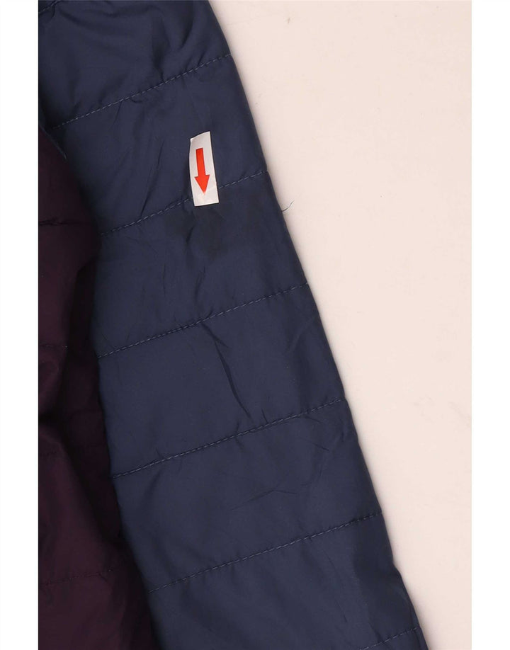 Columbia Jaqueta masculina acolchoada com capuz UK 36 poliéster colorblock azul pequeno