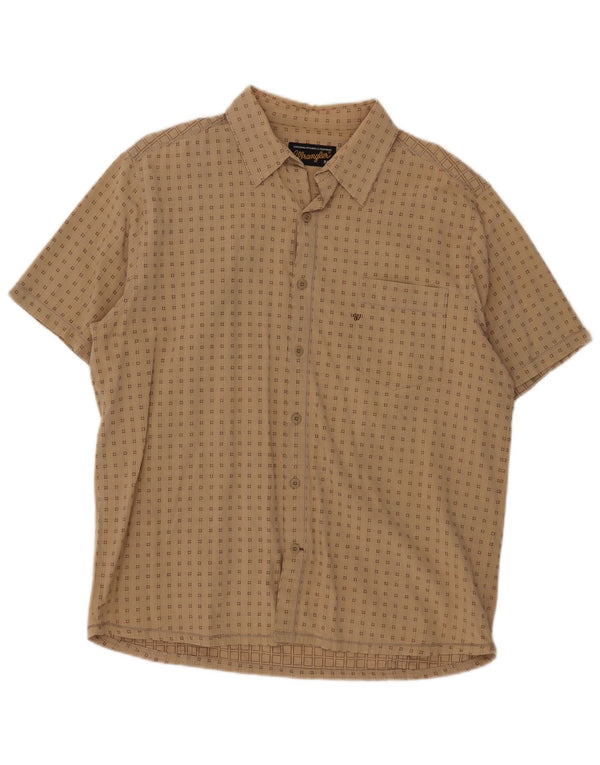 Wrangler Camisa masculina de manga curta XL bege algodão geométrico