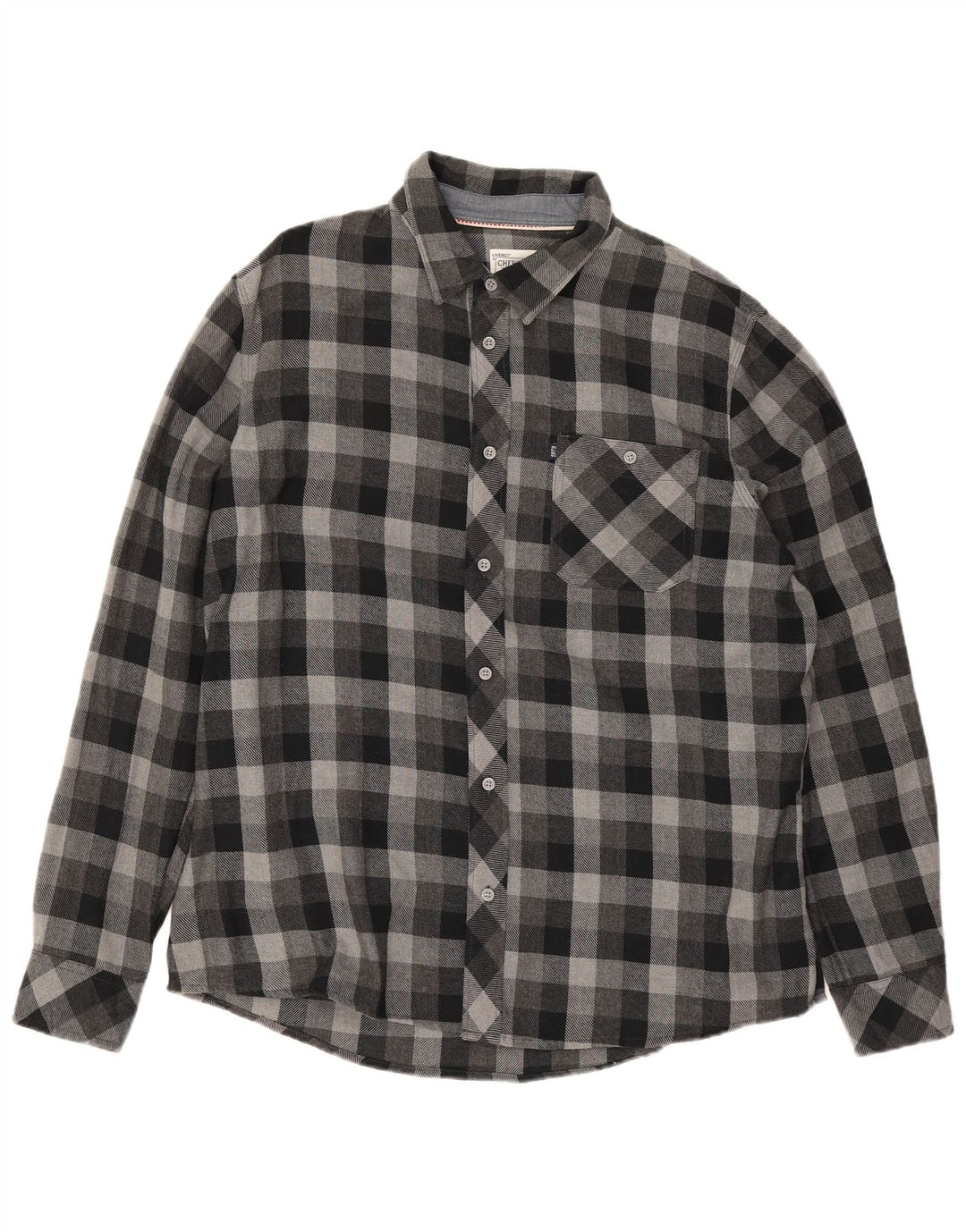 Camisa masculina de flanela Cherokee 2XL algodão xadrez cinza