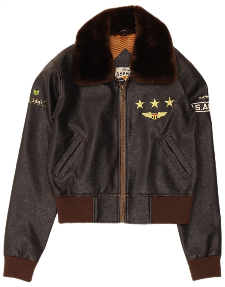 Jaqueta bomber feminina Blue Asphalt Graphic UK 10 Small Brown Colourblock