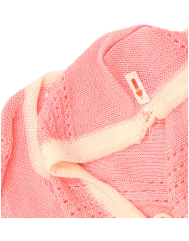 Suéter feminino vintage com decote em V Reino Unido 14 rosa médio
