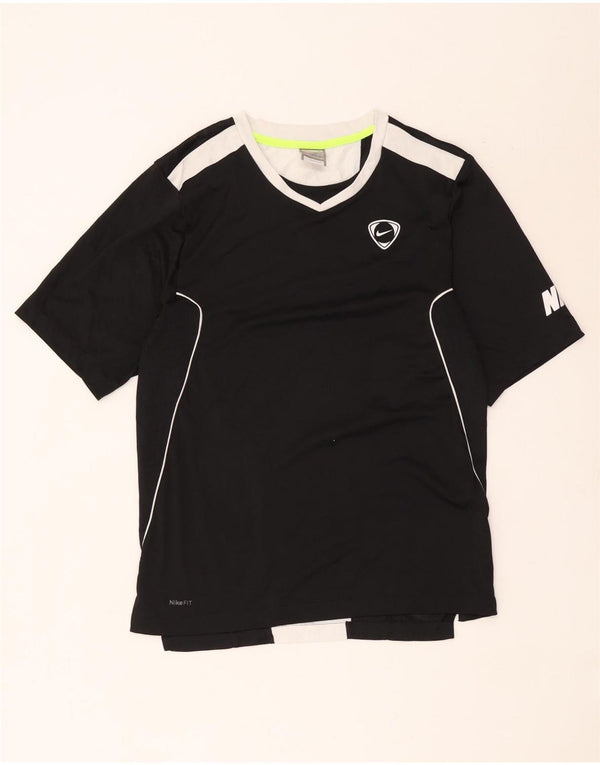 Camiseta gráfica masculina Nike UK 36/38 pequena preta colorblock poliéster