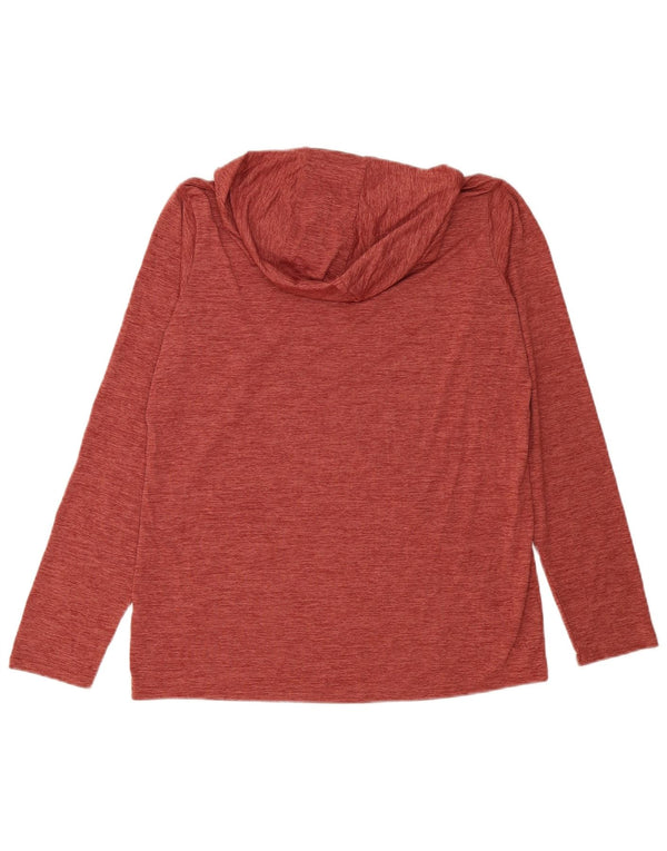Top feminino Patagonia com capuz e manga comprida UK 16 grande marrom manchado
