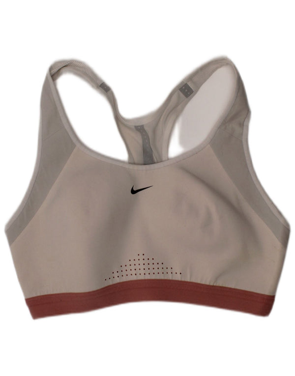 Sutiã esportivo Nike feminino Dri Fit Top médio off white nylon