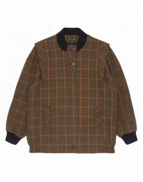 Avoca Womens Oversized Bomber Jacket UK 14 Medium Brown Houndstooth