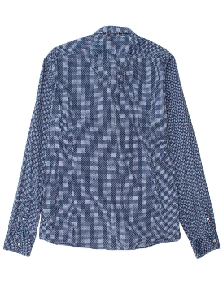 Camisa Slim Masculina Scotch & Soda Grande Algodão Geométrico Azul