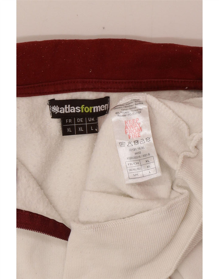 ATLAS FOR MEN Moletom masculino com zíper e gola alta de algodão branco grande
