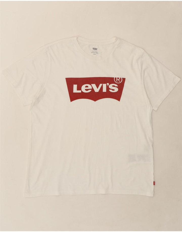 LEVI'S Mens Graphic T-Shirt Top Large White Cotton Vintage Levi's and Second-Hand Levi's from Messina Hembry 