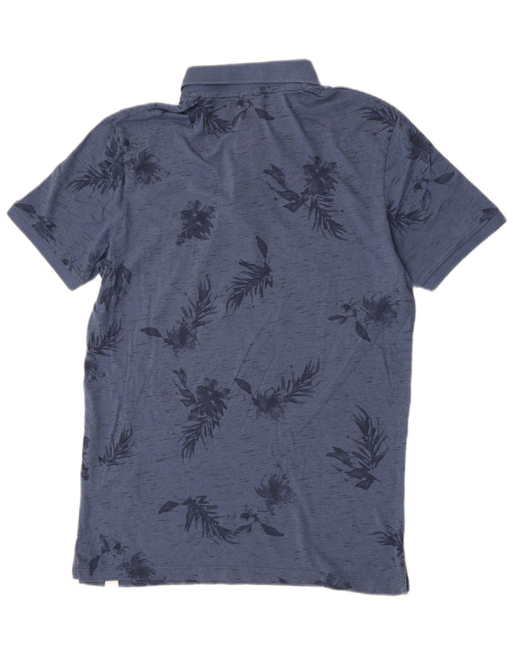 Camisa polo masculina Jack & Jones de algodão floral azul médio