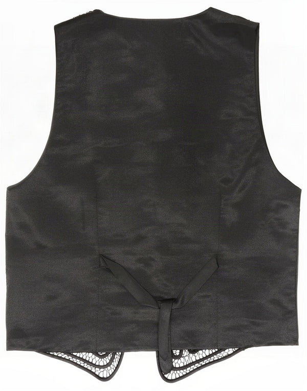 Colete feminino vintage com padrão abstrato Reino Unido 12 preto médio