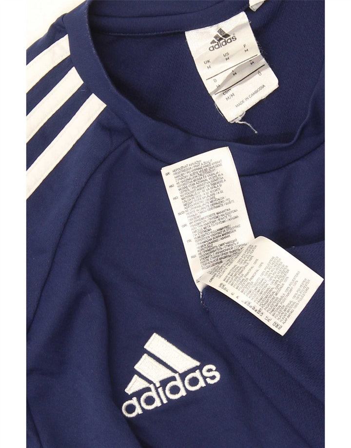 Adidas Masculino Climalite Camiseta Top Médio Azul Marinho Colorblock Poliéster