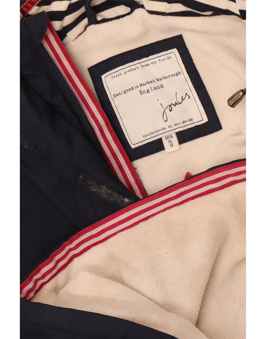 Jaqueta Anorak feminina Joules com capuz grande tamanho Reino Unido 16 grande azul marinho