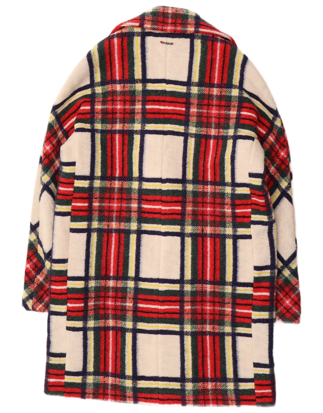 Casaco feminino Desigual Double Breasted EU 38 poliéster xadrez vermelho médio