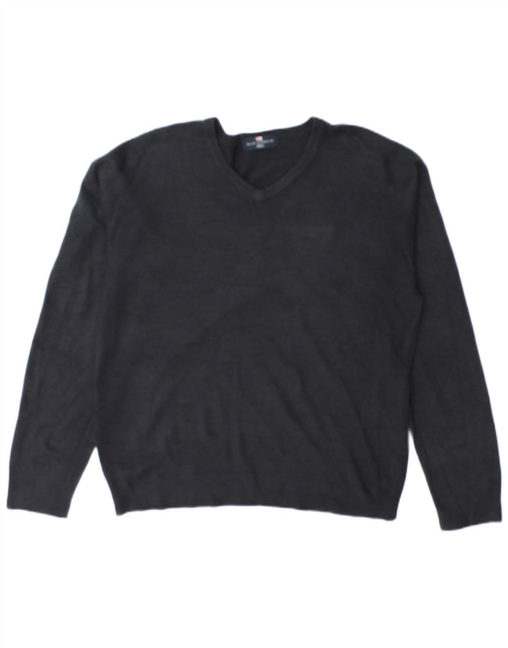 Suéter masculino Marks & Spencer Blue Harbor com decote em V pequeno azul marinho