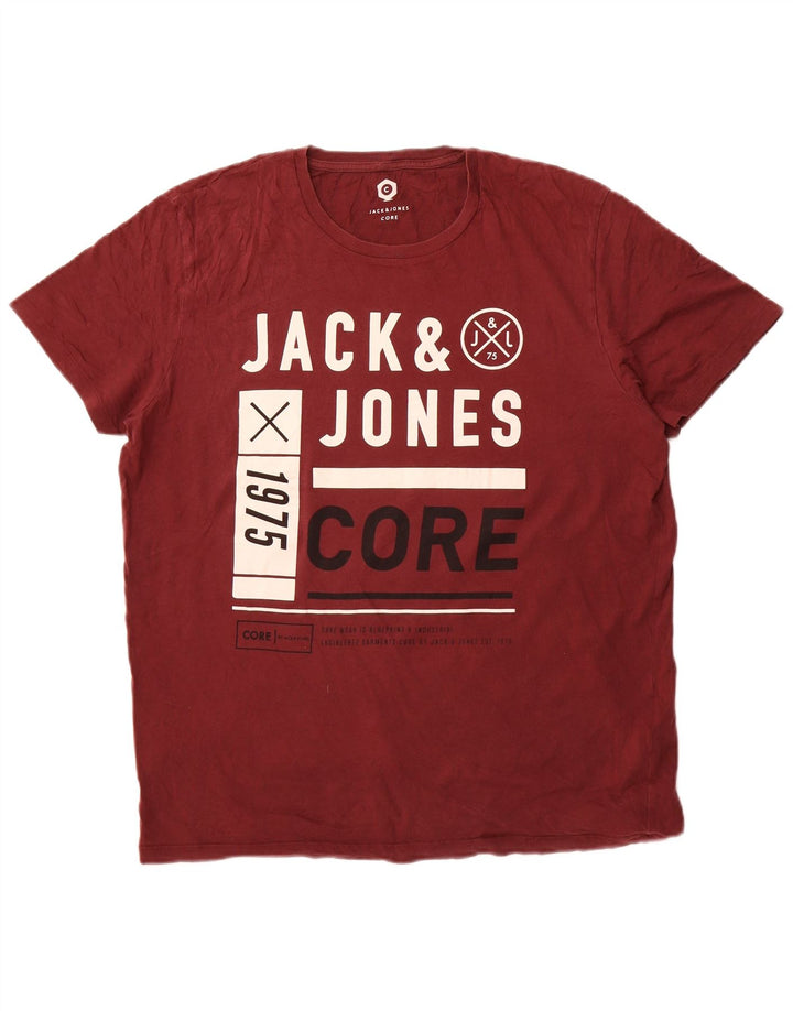 Camiseta gráfica masculina Jack & Jones Top XL algodão marrom