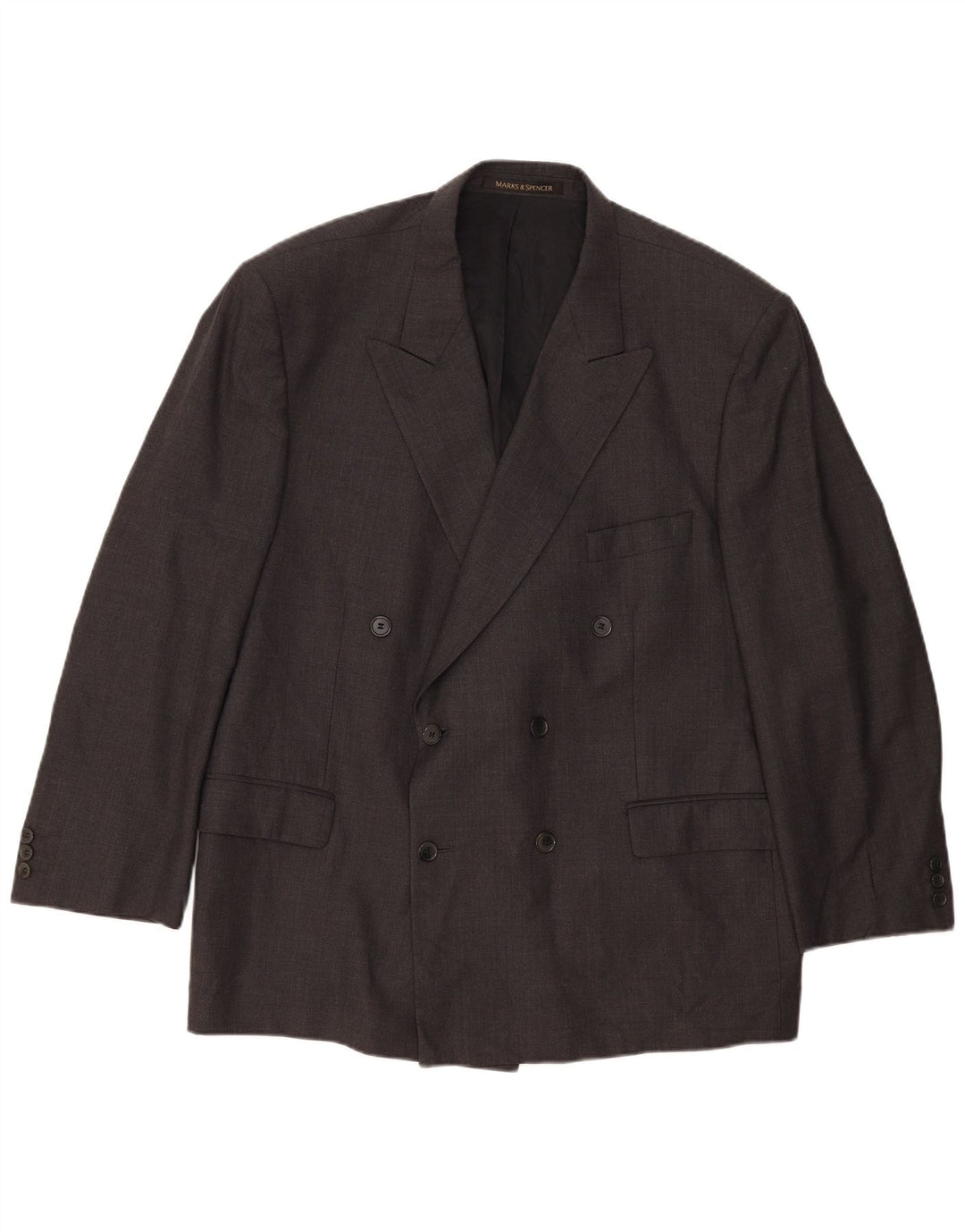 Jaqueta blazer masculina Marks & Spencer com peito duplo Reino Unido 46 XL cinza nova lã