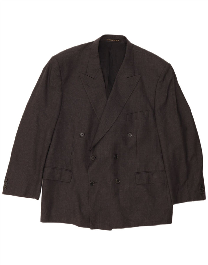 Jaqueta blazer masculina Marks & Spencer com peito duplo Reino Unido 46 XL cinza nova lã