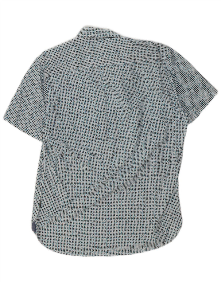 Camel Active Camisa masculina de manga curta slim fit grande algodão manchado azul