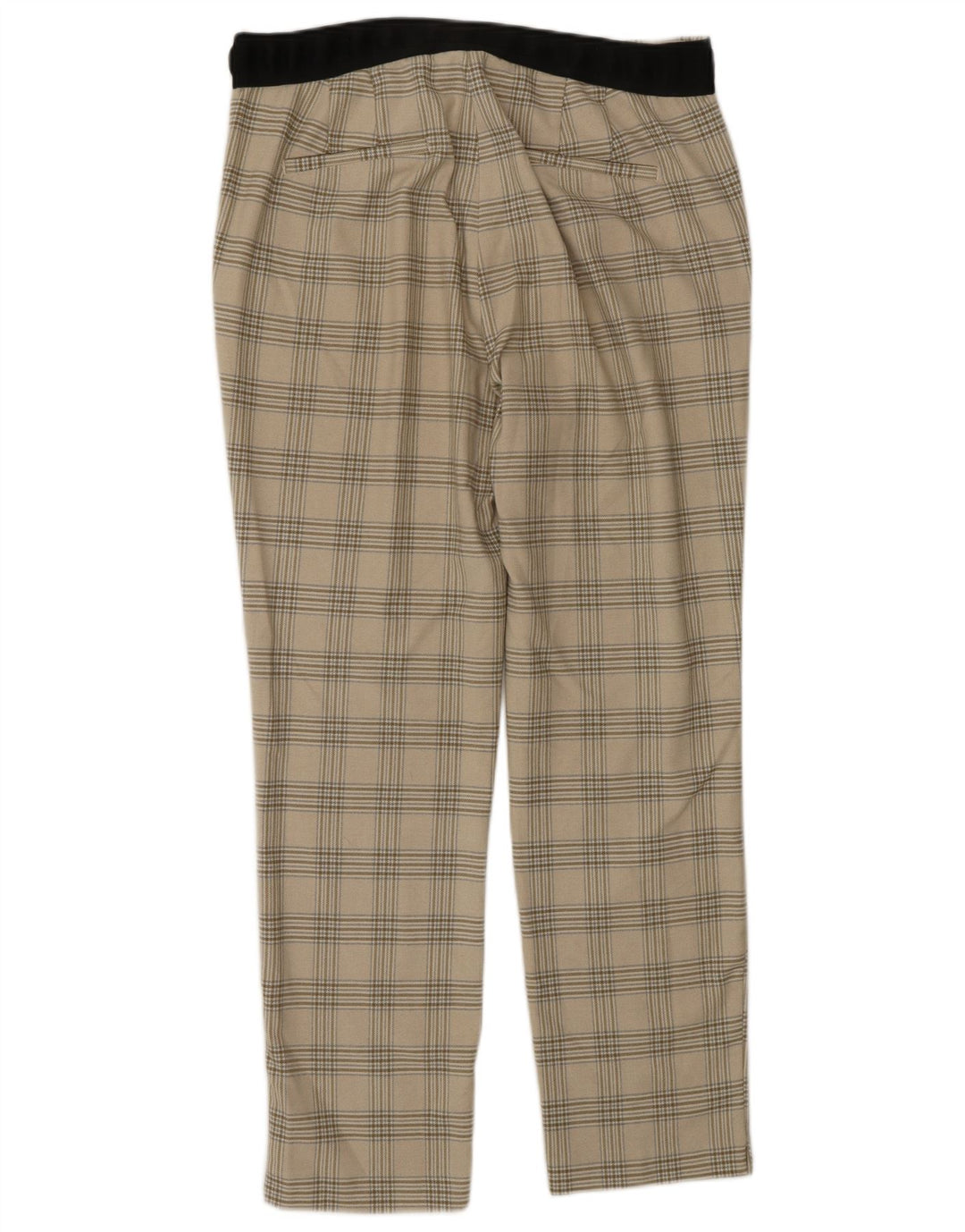 Zara Calça feminina de terno cônico grande W30 L27 poliéster xadrez bege