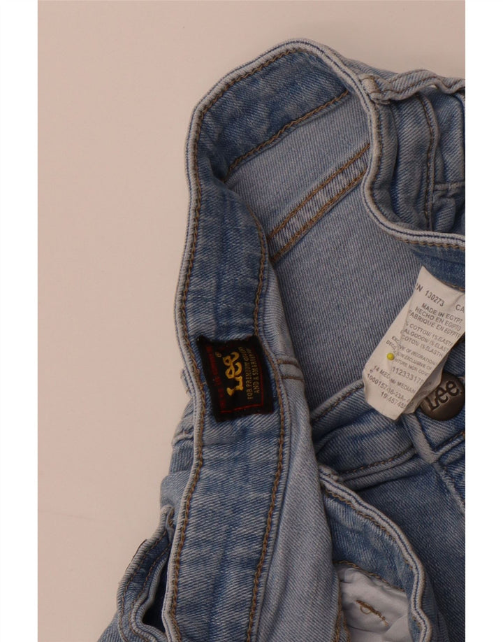 Shorts jeans feminino de cintura alta Lee US 14 grande W32 algodão azul