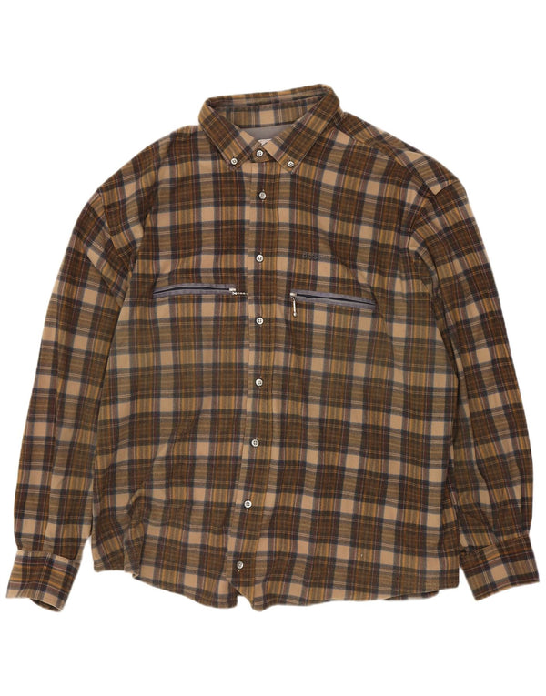 Camisa masculina de flanela Aesse XL marrom xadrez
