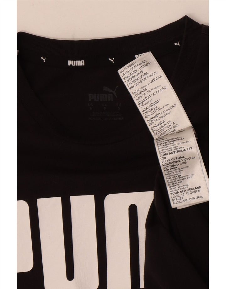 Puma Mens Graphic T-Shirt Top Pequeno Algodão Preto