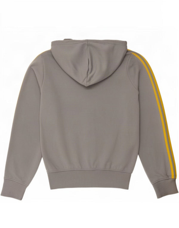 Suéter adidas feminino com capuz e zíper UK 12 poliéster cinza médio