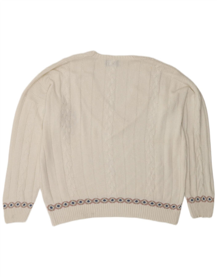 Suéter feminino Fiume com decote em V UK 20 2XL branco Fair Isle