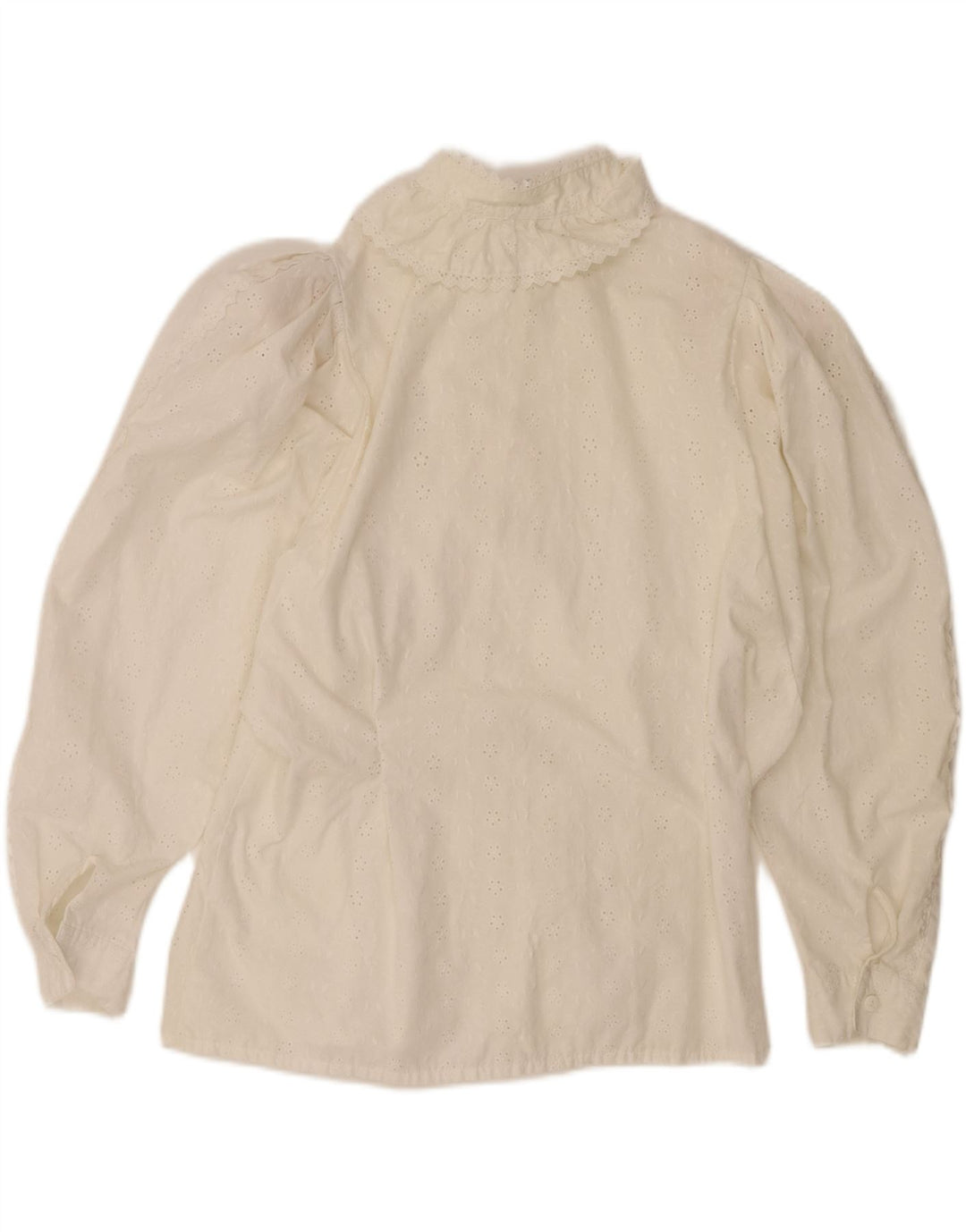 Camisa feminina Yessica com babados na frente EU 46 XL poliéster branco