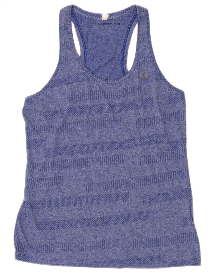 Colete Under Armour feminino Heat Gear Top UK 12 listrado azul médio