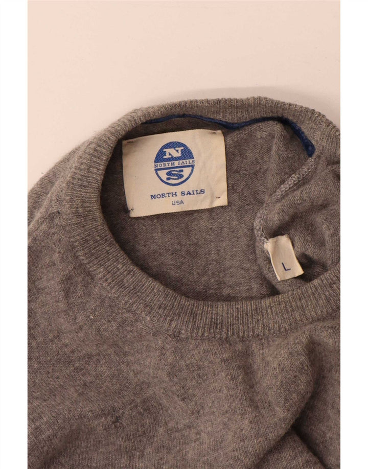 Suéter masculino North Sails com gola redonda, grande lã cinza