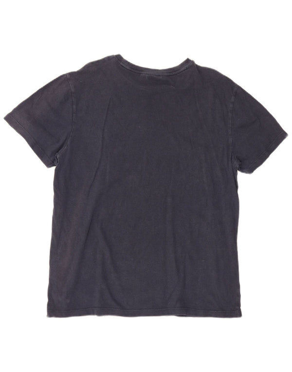 Camiseta masculina com estampa geográfica Napapijri Top médio algodão azul marinho