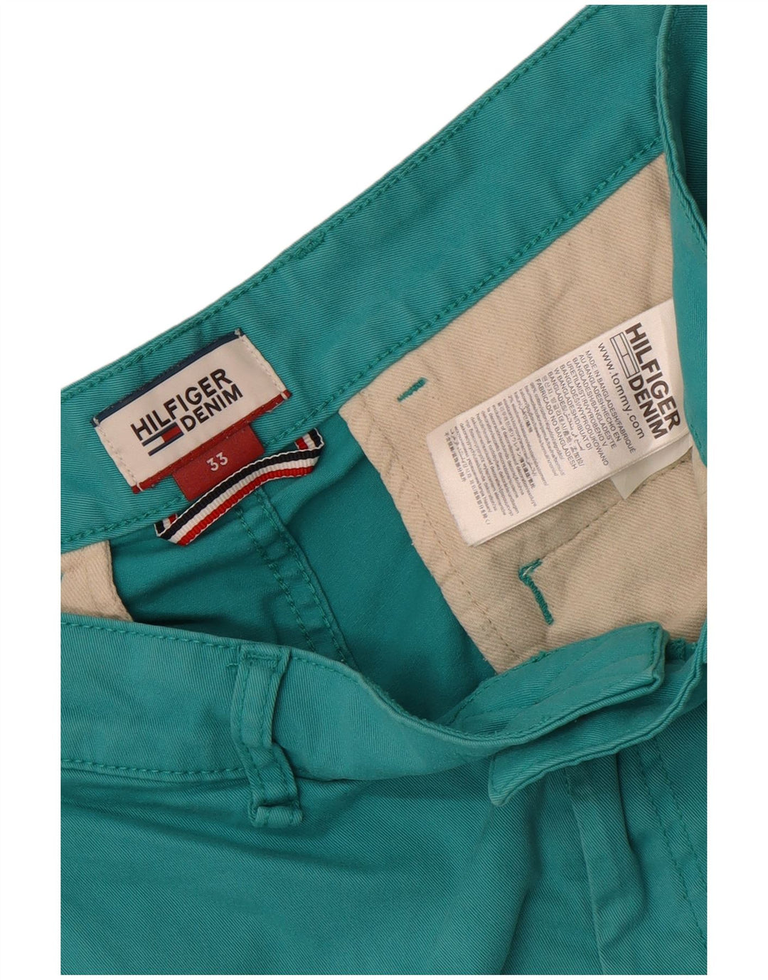 Tommy Hilfiger Mens Chino Shorts W33 Médio Turquesa Algodão
