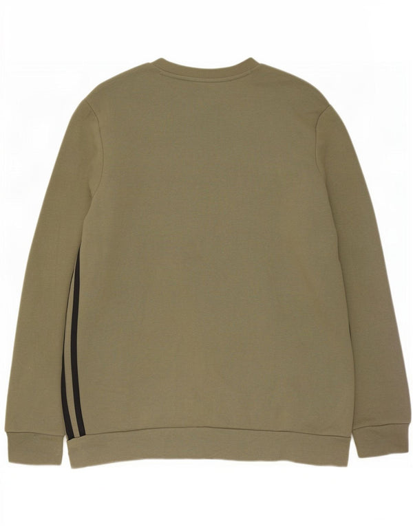Adidas Mens Moletom Jumper Grande Algodão Cáqui