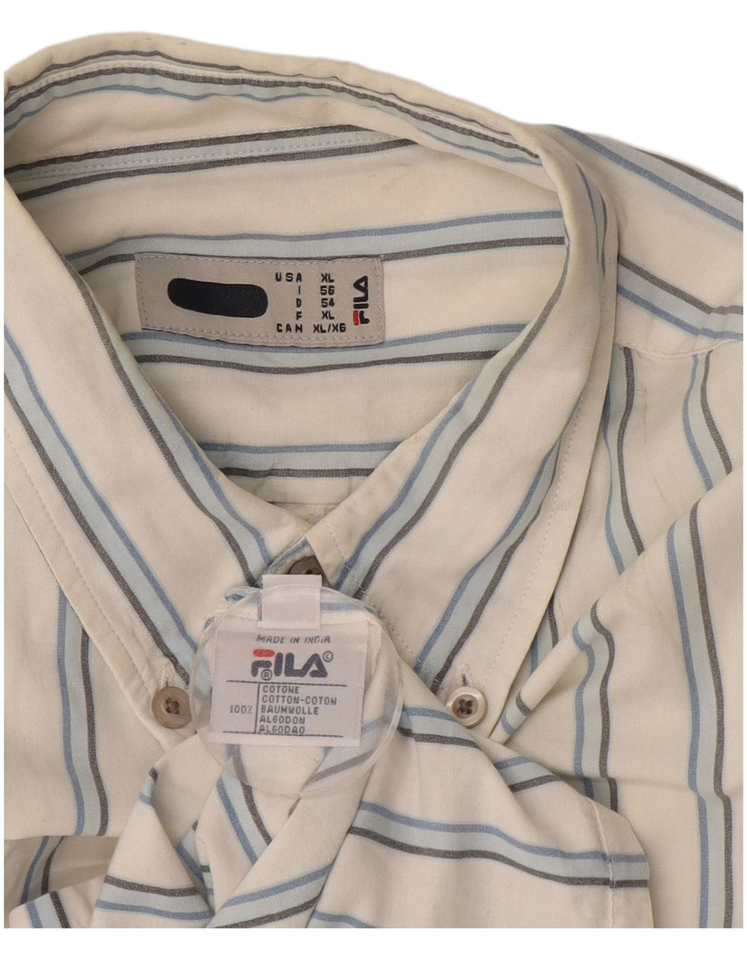Camisa masculina Fila XL algodão listrado branco