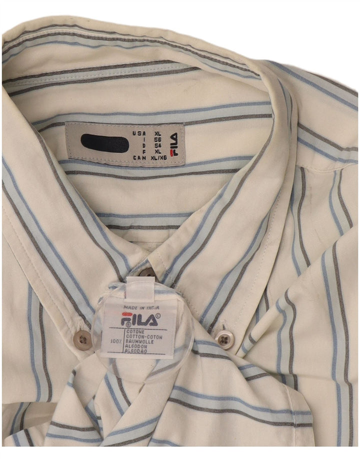 Camisa masculina Fila XL algodão listrado branco