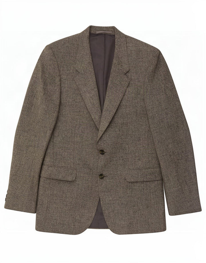 Jaqueta blazer masculina de 2 botões Wellington Reino Unido 38 lã manchada cinza médio