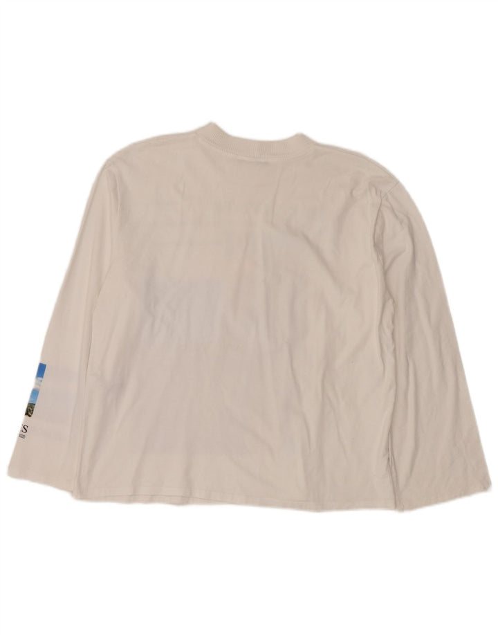 Zara Top gráfico feminino oversized manga comprida Reino Unido 10 algodão branco pequeno