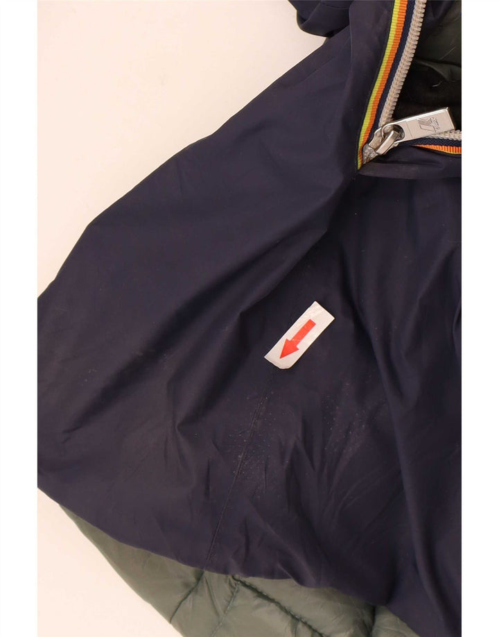 Casaco corta-vento feminino reversível com capuz K-Way Reino Unido 8 pequeno azul marinho