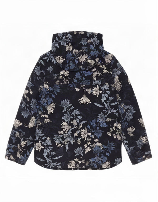 Jaqueta de chuva feminina Joules com capuz Reino Unido 8 pequeno algodão floral azul marinho