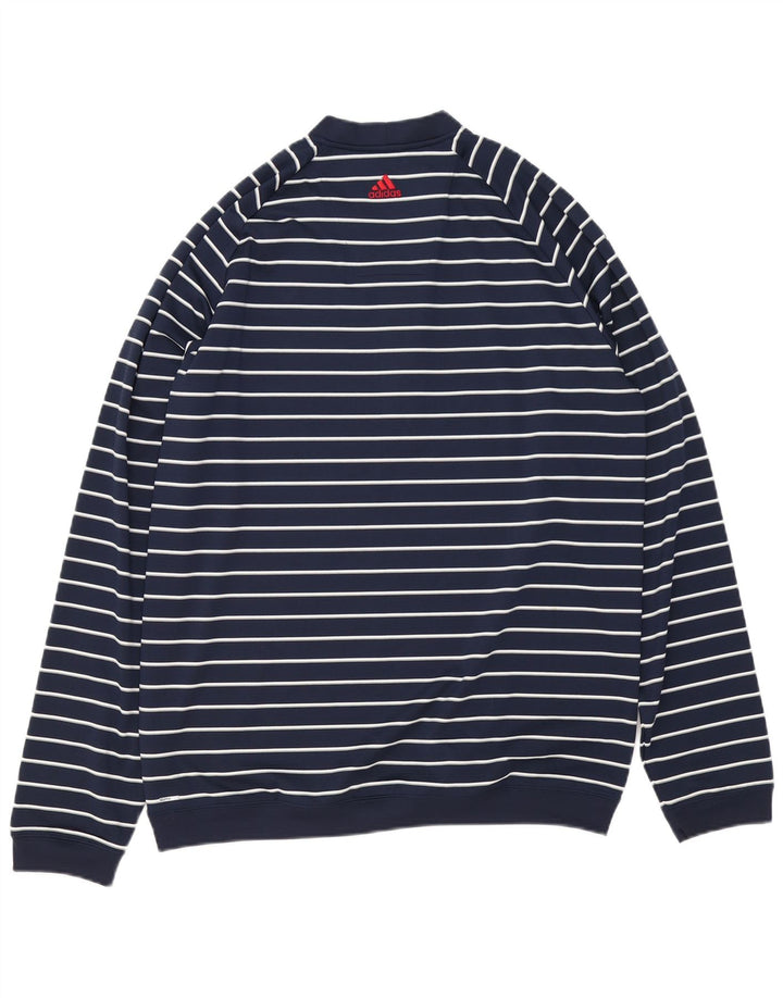 Adidas Mens Climalite Moletom Jumper Grande Azul Marinho Listrado Poliéster