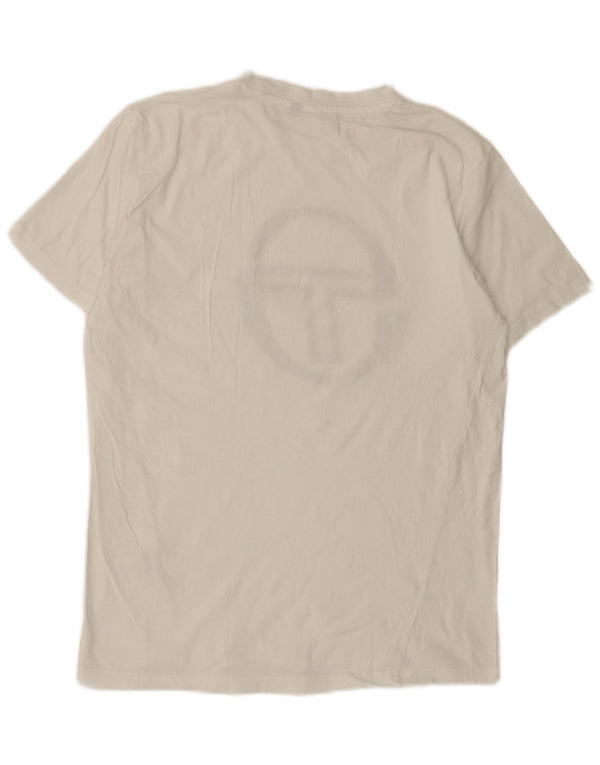 Camiseta feminina gráfica Sergio Tacchini Top UK 14 grande algodão branco