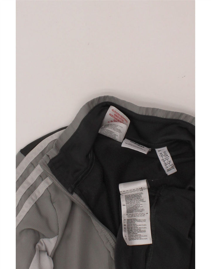 ADIDAS Meninos Zip Neck Sweatshirt Jumper 7-8 Anos Cinza Colorblock