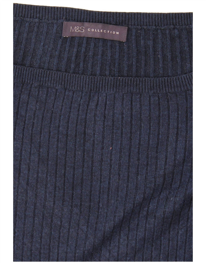 Suéter feminino Marks & Spencer com gola canoa Reino Unido 12 médio azul marinho