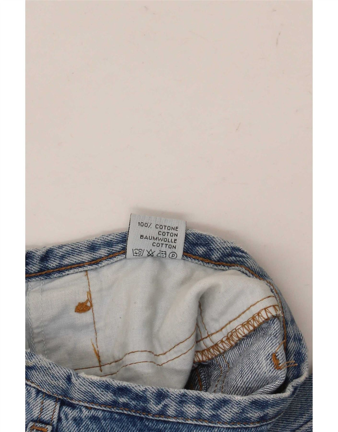 Jeans cônicos femininos vintage médio W28 L29 algodão azul