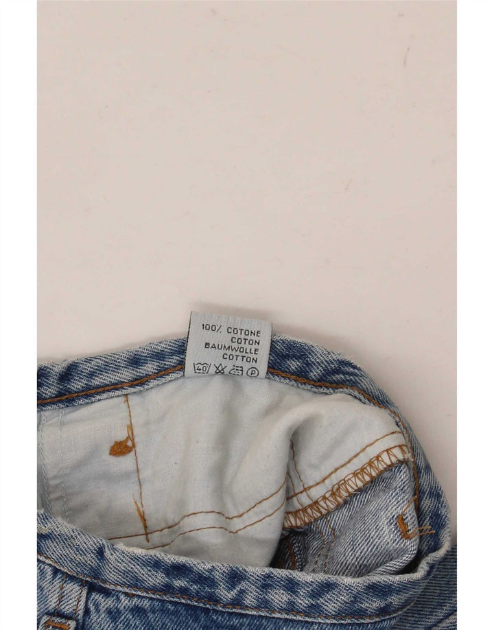 Jeans cônicos femininos vintage médio W28 L29 algodão azul