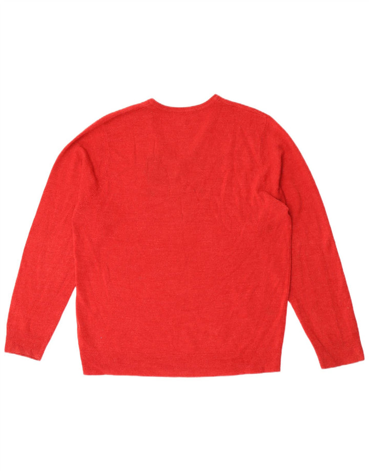 Suéter masculino Marks & Spencer com decote em V grande acrílico vermelho